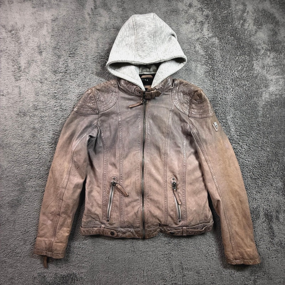 Gypsy Lamb Leather Jacket Mauritius Womens 12 Hooded Lined Vegetable Tanned